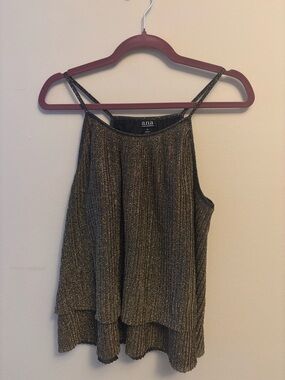 a.n.a Black and Gold Metallic Ribbed Camisole